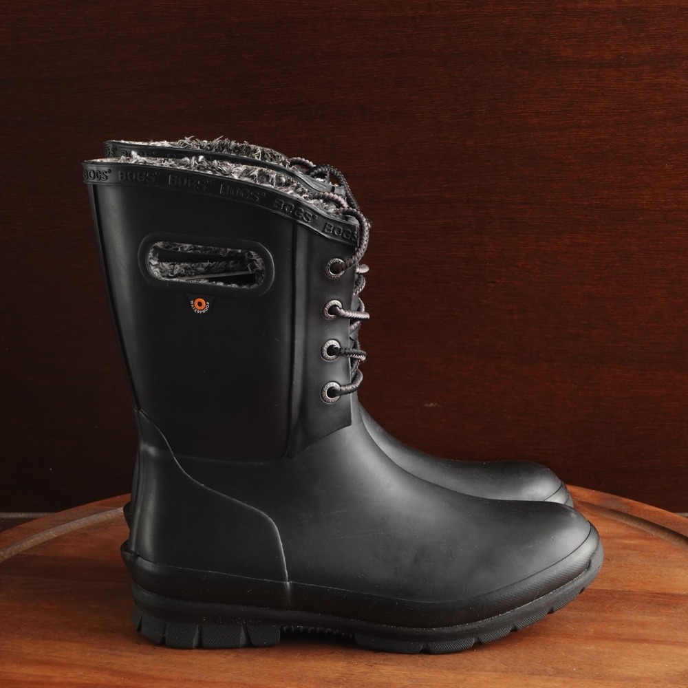 Bogs Rain Boot WMS SZ 6 BLK Amanda Plush Waterproof Outdoor Garden Chore Utility